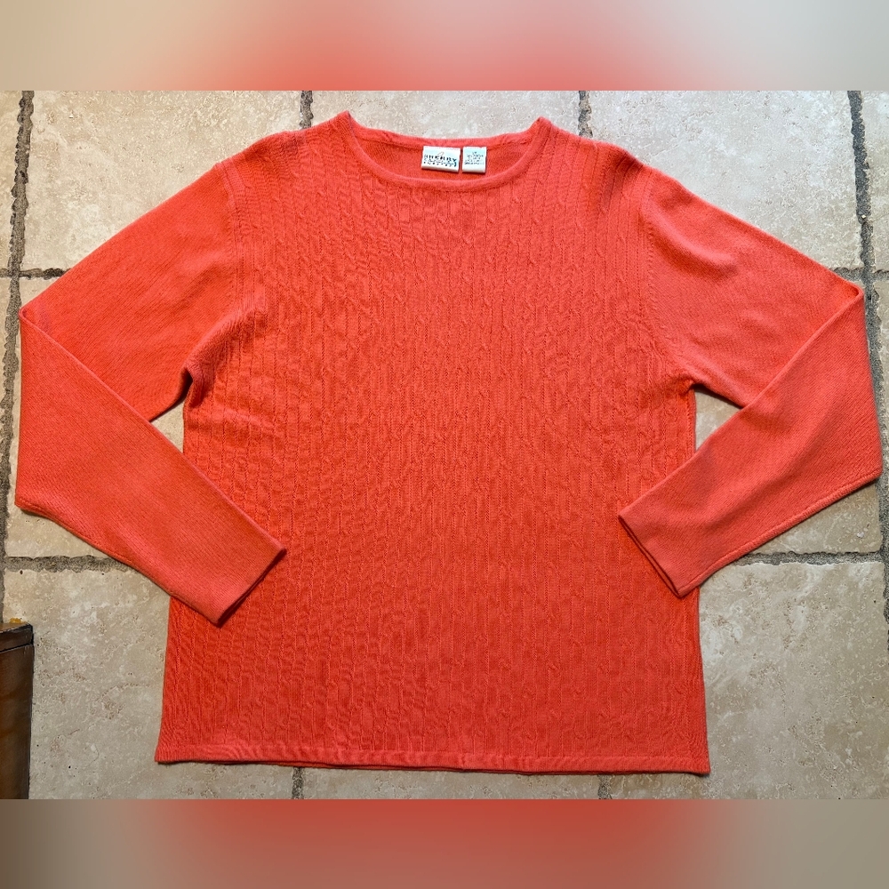 NWOT Sherry Taylor Super Soft Coral Crewneck Knit Sweater Women’s Size 2X.